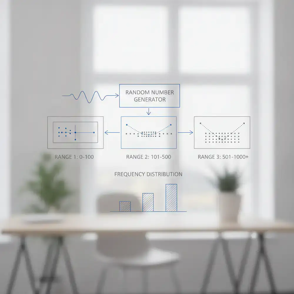 Diagrama de generación de números aleatorios y rangos